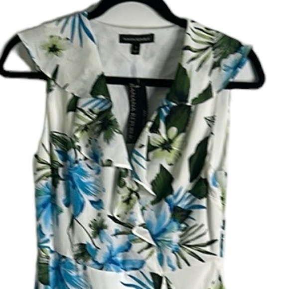 Banana Republic white green and blue raffle high low maxi dress size 2new - Picture 11 of 12